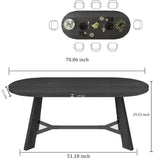 6-8 Person Oval Conference Table, Rustic Black 70.86"W Modern Boardroom Desk Office Meeting Room