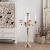 4Pcs 5 Arm Gold Metal Candlestick Holder for Wedding Decorative(28 Inch