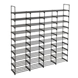 10 Tiers Shoe Rack with Hooks PP Support Sheets, Sturdy Anti-rust Shoe Shel