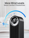 Tower Fan for Bedroom, 90° with 4 Modes, 12H Timer, Remote&App Control