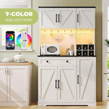 Dripex 71 Pantry Cabinet with Charging Station, Farmhouse Kitchen Pantry Storage Cabinet
