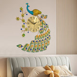 Luxury Peacock Large Wall Clock Metal Living Room 3D Wall Watch Home Decor