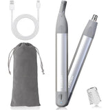 Nose Hair Trimmer for Men Women 2in1 Facial Hair Removal Trimmer Metal Body Rechargeable Waterproof Portable