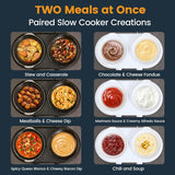Double Small Slow Cooker Buffet Server and Warmer with 2 Mini Pots