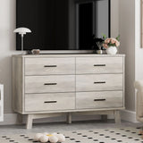 Rustic Farmhouse 6-Drawer Double Dresser, Dresser for Bedroom