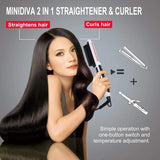 2-in-1 Hair Straightener and Curler with Fast 30s Heating, 6 Heat Levels, Auto Off, 360