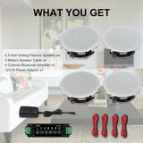 Herdio 6.5" 4 PCS 600 Watts Ceiling Bluetooth Speakers Perfect for Home Theater,Kitchen,Bedroom,