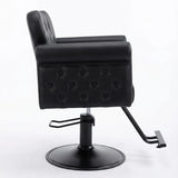Salon Barber Chair for Hair Stylists Hydraulic Lift,360° Swivel Lock,Adjustable Height,Tufted PU Leather