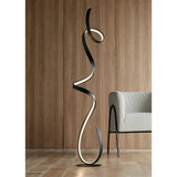 Modern Ribbon LED Floor Lamp with On-Off Switch, Matte Black Finish, Suitable for Living Room