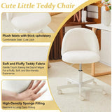 VINGLI White Modern Velvet Vanity Chair with Back - Silent Wheels Stylish Comfortable