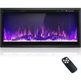 36 Wall-Mounted Linear Electric Fireplace Insert with Remote, Brightness