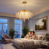 Modern Gold Tree Branch Chandelier, 60cm Adjustable K9 Crystal Raindrop