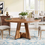 Tribesigns Round Dining Table for 4, 47 Inch Farmhouse Kitchen Table Small Dinner Table