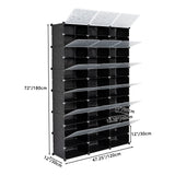 3-Row 12-Tier 36-Grid Black Shoe Rack Organizer w/ Translucent Pattern Doors