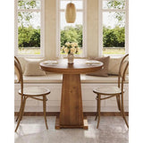 Rustic Brown 31.5 Round Solid Wood Dining Table for Small Kitchen, Elegant Dining Room
