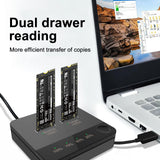 Dual-Bay Hard Drive Docking Station SSD Duplicator M.2 SATA Clone Support Disk Copy