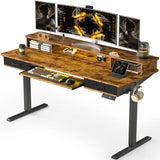 63x24 Inches Electric Standing Desk with Keyboard Tray, Height Adjustable Stand up Desk