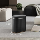 Black Bathroom Trash Can with Lid 2 Gallon Sensor Trash Bin, Automatic Narrow Garbage Can