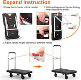 Folding Hand Truck Platform Truck 330 Lbs Heavy Duty Dolly Cart with Wheels