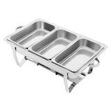 3 Pan Food Warmer, Stainless Steel Chafing Dish Buffet Set, Rectangular Catering Warmer