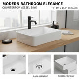 Rectangle Bathroom Basin 19" x 14.7" For Bathroom Hotel RV Ceramic Countertop Vanity Vessel Above Counter Modern Style