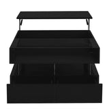 Lift-Top Coffee Table with 2 Drawers And Glass Top for Living Room