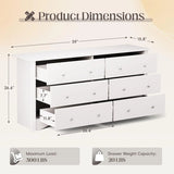 JUMMICO Dresser for Bedroom, 6 Wood Dresser Drawers For Bedroom