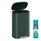 SONGMICS 13 Gallon (50 L) Trash Can, Stainless Steel Kitchen Garbage Can, Recycling or Waste Bin, Soft