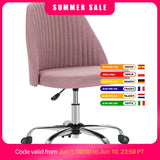 JHK Armless Small Desk Office Chair Cute Vanity Swivel Chair with Back Modern Fabric