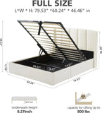 VELOCAVA Full Size Lift Up Storage Bed with  Modern Wingback Headboard