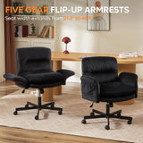Criss Cross Office Chair with Flip-Up Armrests, Swivel Makeup Chair with Wheels