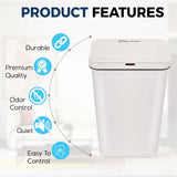 13 Gallon Touchless Sensor Trash Can, Rectangle Garbage Bin for Home Kitchen