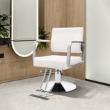 360° Rotatable Salon Chair for Hair Stylist PU Leather Hydraulic Lift Barber Chair