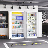 Tall White Steel Storage Cabinet with 2 Doors and 5 Adjustable Shelves for Home