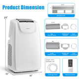 12,000 BTU Dual Hose Portable Air Conditioner 3-in-1 AC Unit w/ Remote