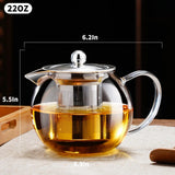 Glass Teapot Stovetop 22 OZ/650ml, Tea pot with Removable 18/8 Stainless Steel Infuser