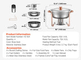 SucceBuy 4 Pack Chafing Dish Buffet Set Stainless Steel Chafer w/4 Full Size Pan