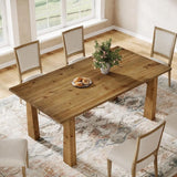 Elegant 63 Solid Wood Dining Table for 4-6, Rich Grain & Texture
