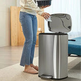 Trash Can, Brushed Stainless Steel Kitchen Trash Can with Soft-close Lid