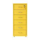 Vertical File Cabinet with Lock 6-Drawer Metal Rolling Storage Cabinet