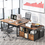 Tribesigns 2 Drawer Wood File Cabinets, Mobile Lateral Filing Cabinet for Letter A4 Size, Printer Stand with Shelves and Drawer