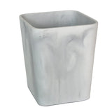 Faux Marble Trash Can for Kitchen or Bathroom Use, Elegant White Finish
