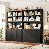 72-Inch Tall Bookcase with Power Outlet, Printer Stand, Hanging File Cabinet