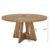 Tribesigns Round Dining Table for 4, 47 Inch Farmhouse Kitchen Table Small Dinner Table
