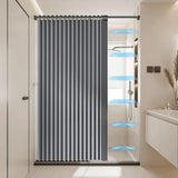 Foldable Magnetic Shower Curtain Waterproof Bathroom Curtain with 14 Hooks Modern