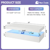 47” High-Glossy LED Coffee Table with 2 Sliding Drawers, Living Room