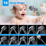 Upgraded 5-spray 13'' Shower Head, High Pressure Rainfall Shower Head, Dual Showerhead