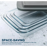 8-Piece Deep Glass Baking Dish Set with Plastic lidsRectangular Glass Bakeware Set