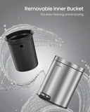 Small Bathroom Trash Can with Lid, 1.6 Gallon Soft-Close Stainless Steel Pedal Garbage Bin