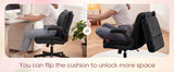 TCGBKAF Black Criss Cross Chair with Wheels&Flip-Up Arms, 25" Seat Cross Legged Office Chair with Flip-Up Back, Ergonomic Computer Desk Chair, Adjustable